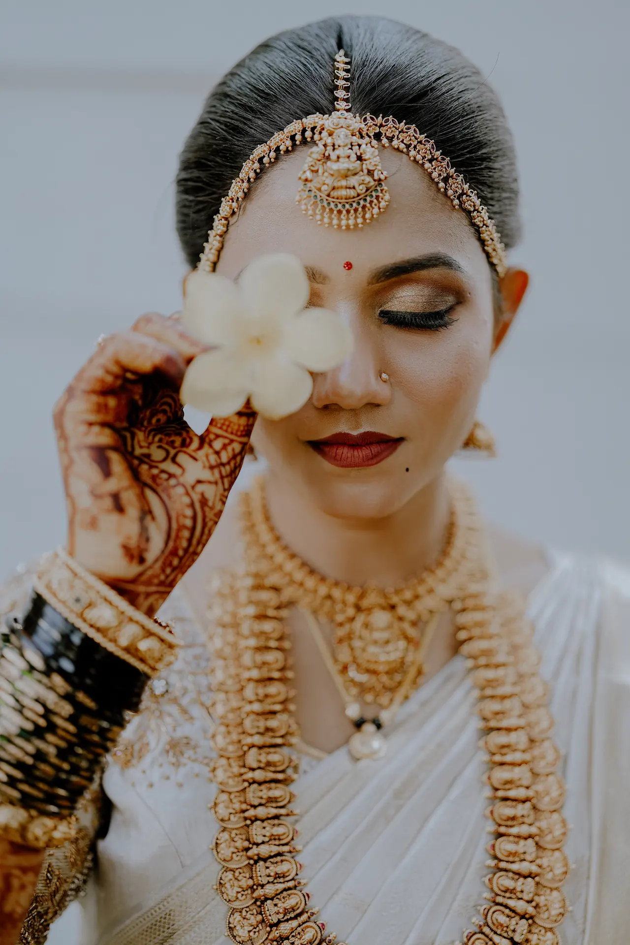 Bride in firelight