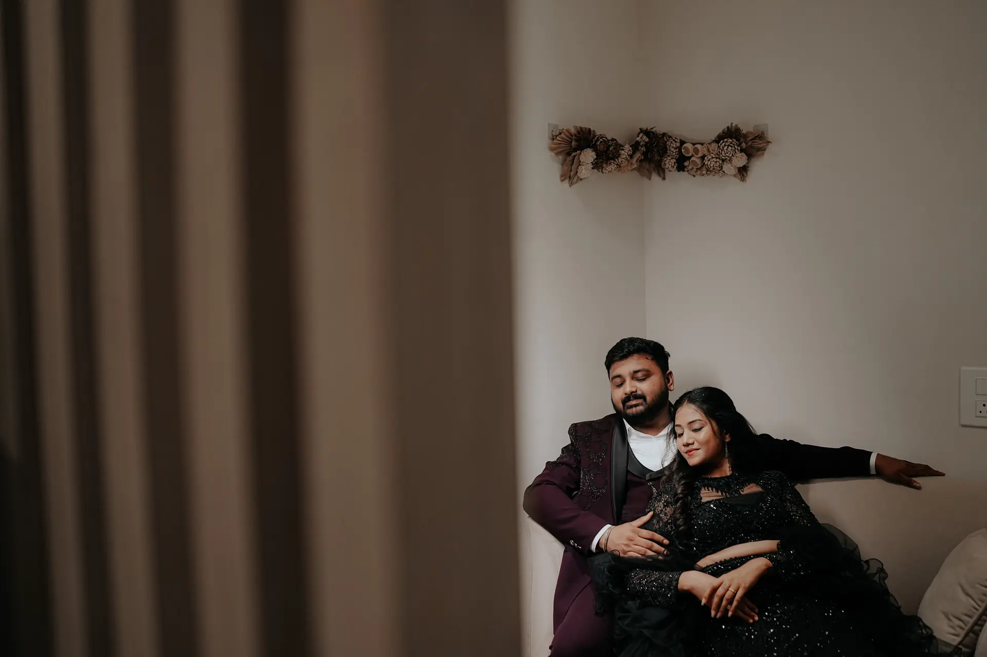Cinematic frame of a couple photographed in available light